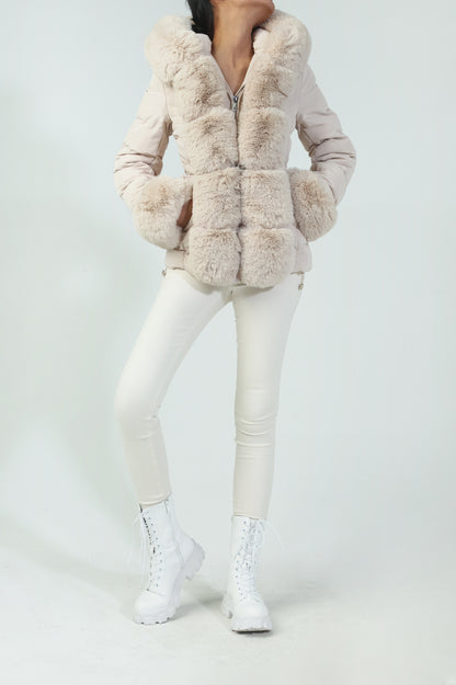 Dunjacka Ally med fuskpäls Beige