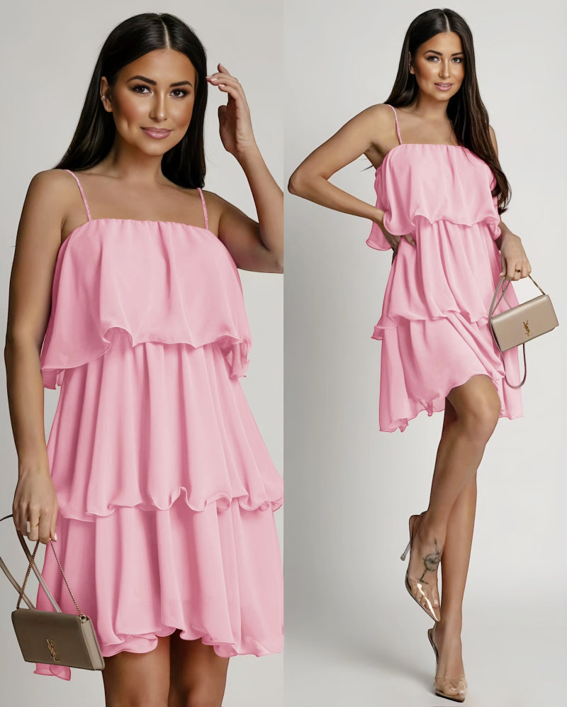 Chiffon dress with ruffles Pink