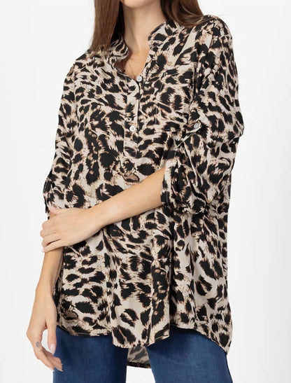 Skjort tunika leopard Taupe