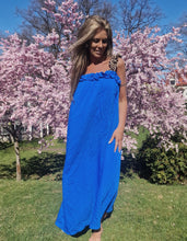 Load image into Gallery viewer, Klänning med leopardband Royalblue
