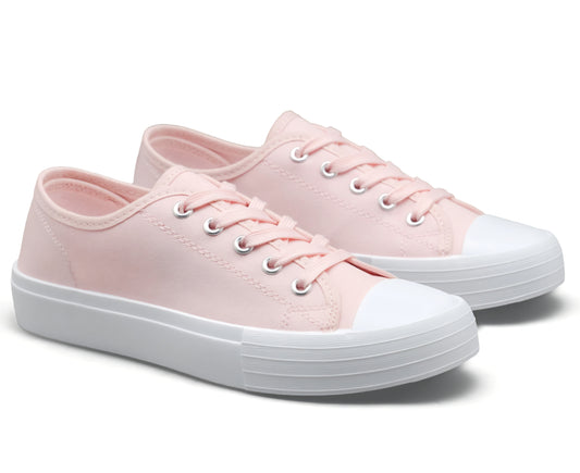 Låga sneakers i canvas med snörning Rosa