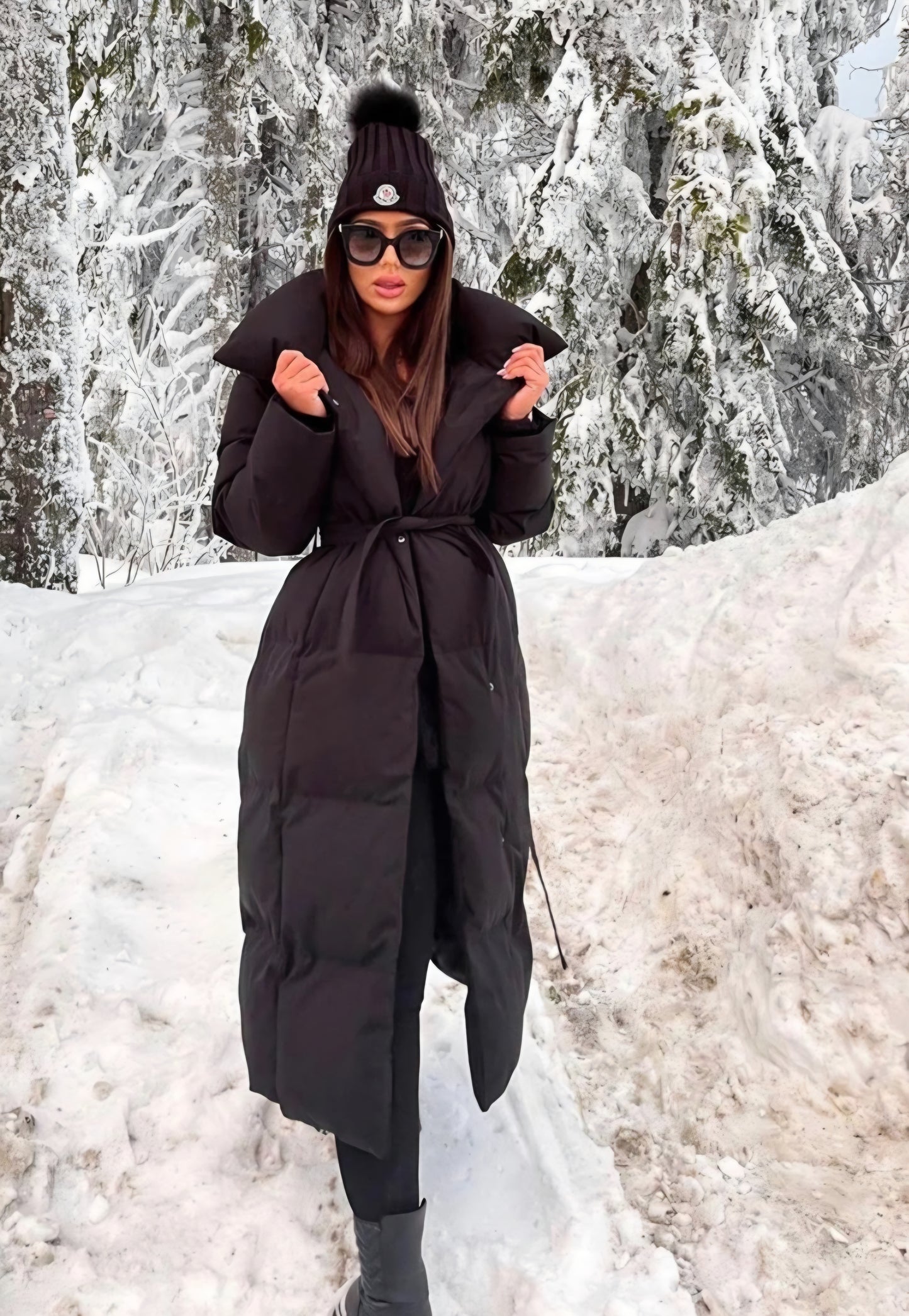 Lång jacka med krage Sanna, Svart