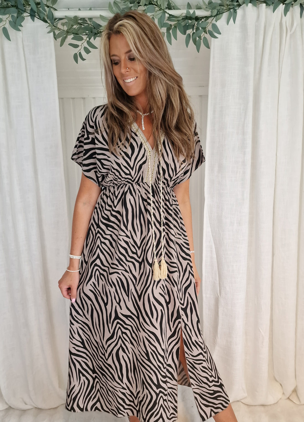 Klänning Annie Zebra svart/brun