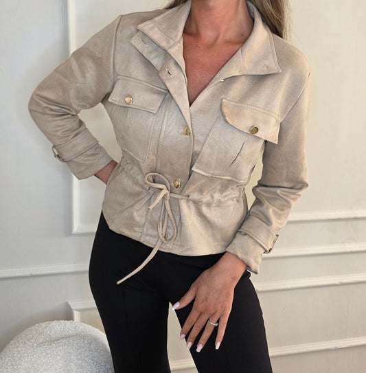 Kort jacka i mockaimitation Beige