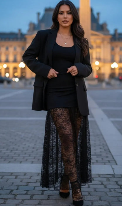 Kjol i stretchtyg med resår i midjan Svart