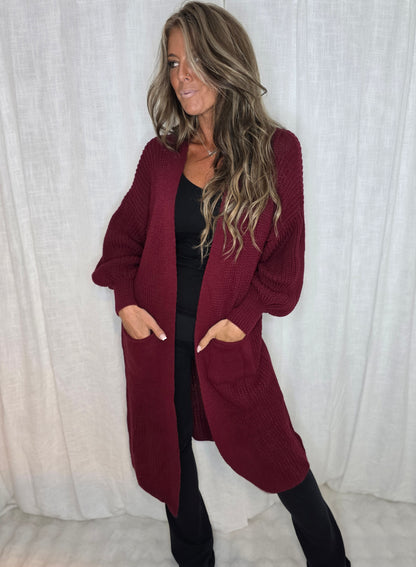 Cardigan  Lång Penny Vinröd