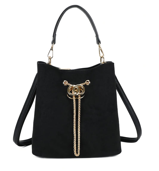 Gallantry handväska i mocka med kedja Svart