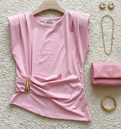 Axelvadderande topp Rosa