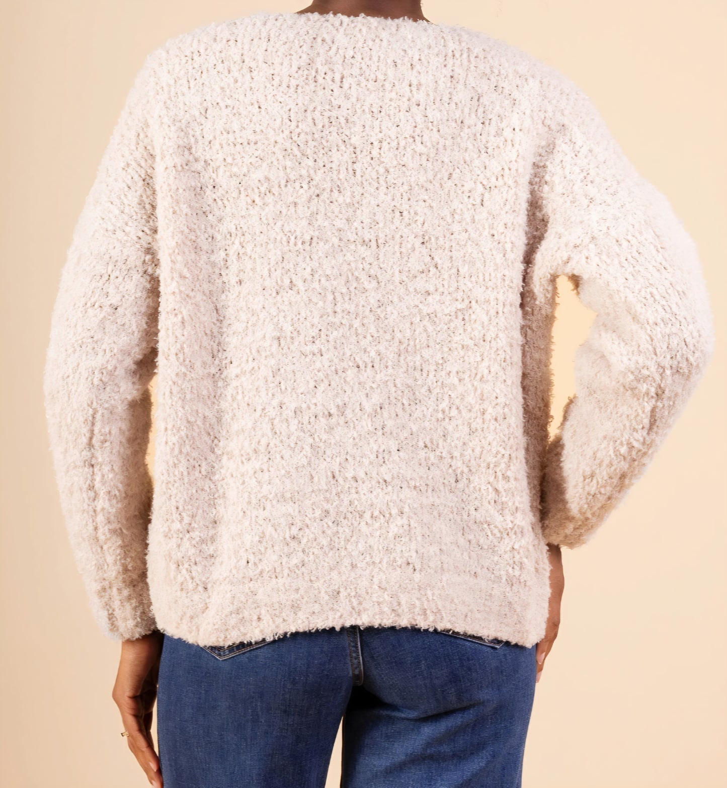 Bouclé tröja med V-ringad Beige