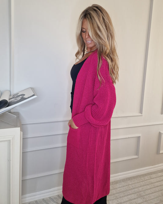 Cardigan  Lång Penny Cerise