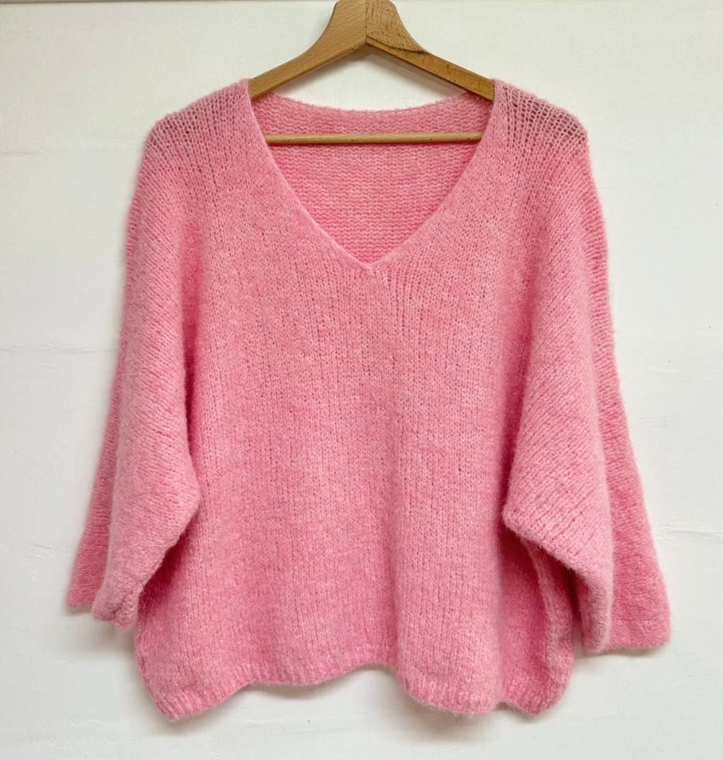 Mysig tröja Malina Bubbelgumsrosa