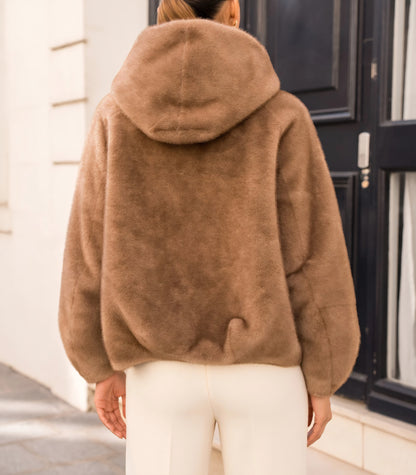 Kort kappa fuskpäls Camel