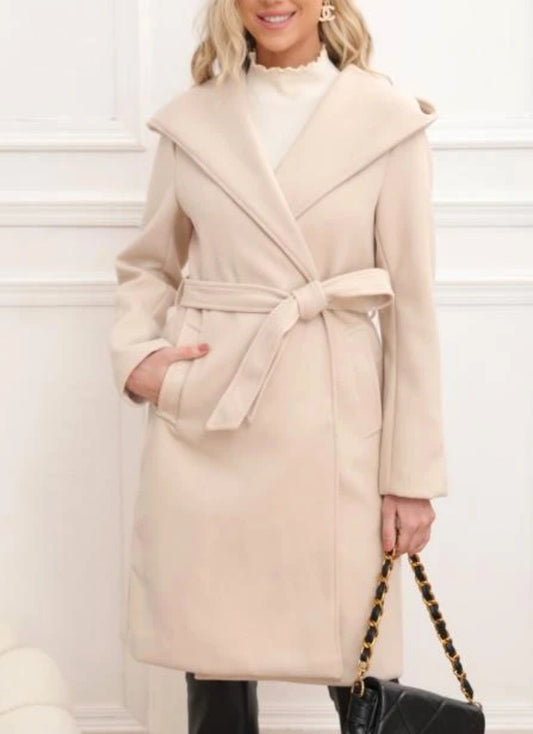 Trenchcoat med huva Beige