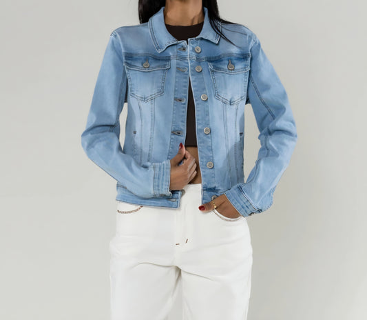 Rak Stretchig Jeansjacka Ljus