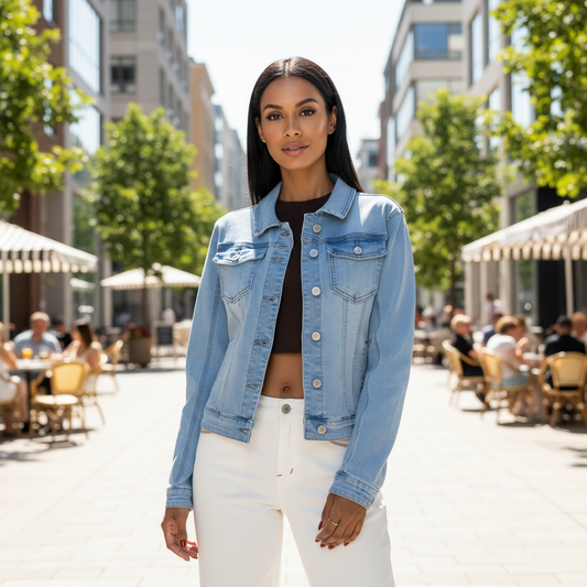 Rak Stretchig Jeansjacka Ljus