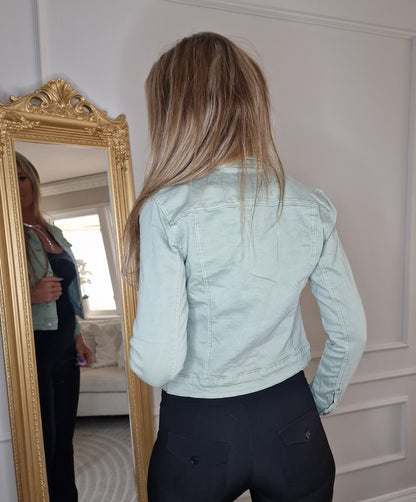 Klassisk stretch jeansjacka Grön