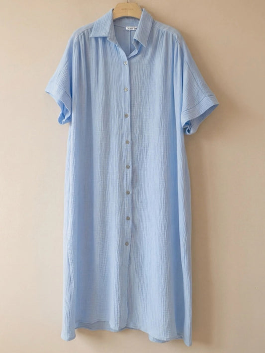 Skjortklänning i Bäckobölja Ljusblå