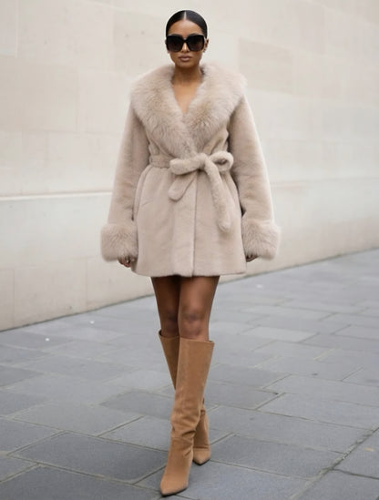 Fuskpäls jacka Stella Beige