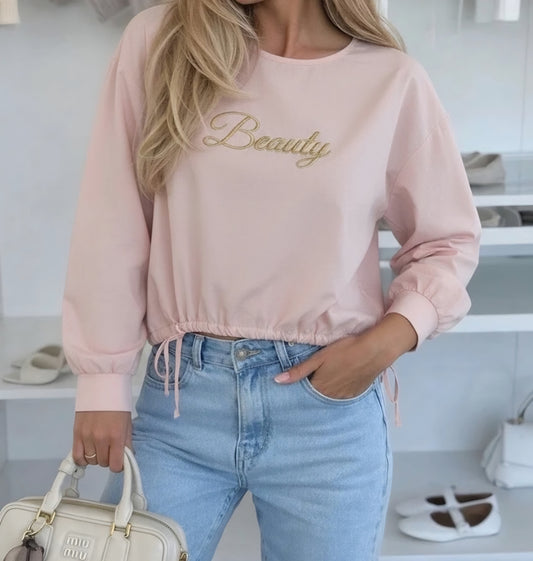 SKÖNHET guldfärgad bomullsblus Rosa