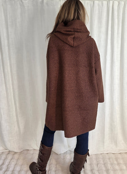 Jacka med dragkedja och huva Brun