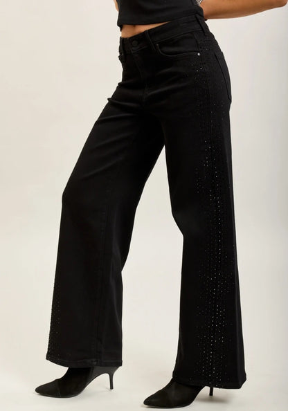 Toxik raka, stretchiga jeans med strass Svart
