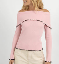 Load image into Gallery viewer, Tröja med bardotkrage Rosa

