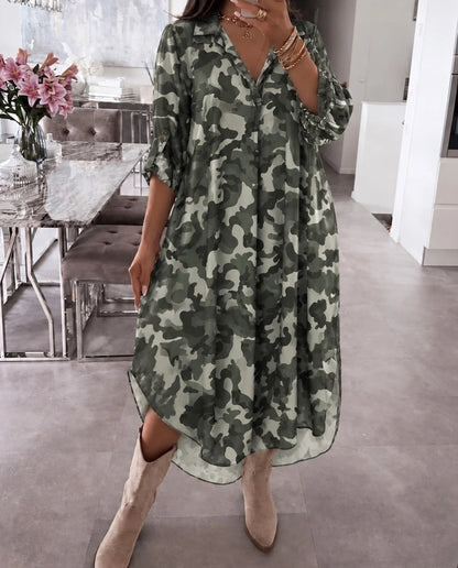 Mönstrad skjortklänning Camouflage