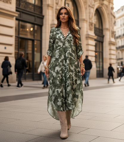 Mönstrad skjortklänning Camouflage