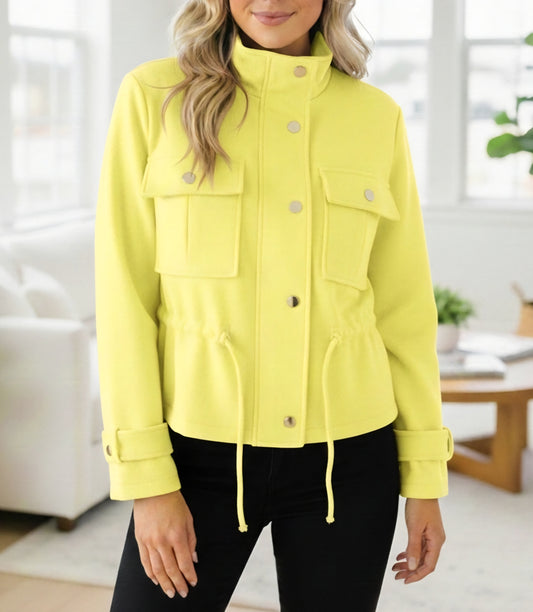 Kort jacka i mockaimitation Gul
