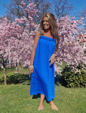 Load image into Gallery viewer, Klänning med leopardband Royalblue
