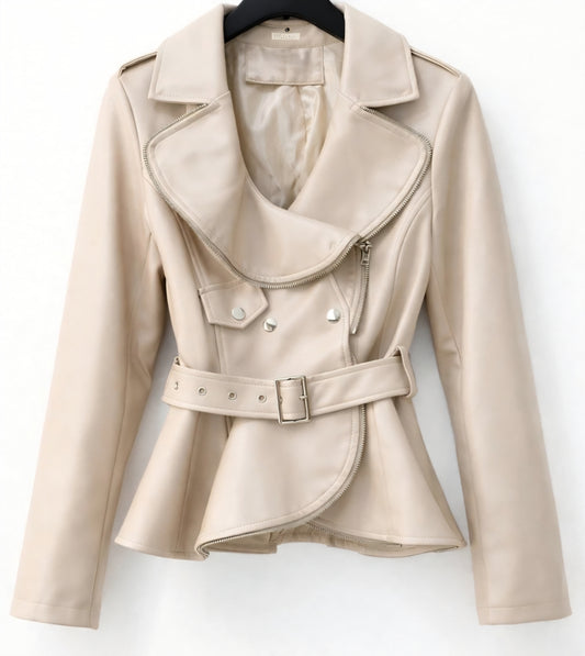 Jacka med skärp Beige