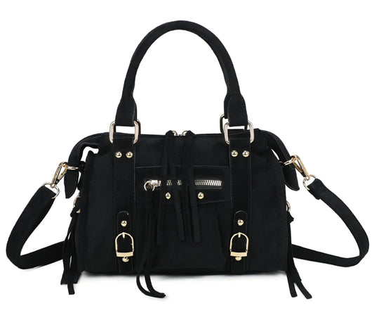 Gallantry mockahandväska med dragkedjor och fransar Svart