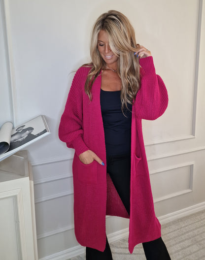 Cardigan  Lång Penny Cerise