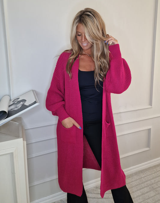 Cardigan  Lång Penny Cerise