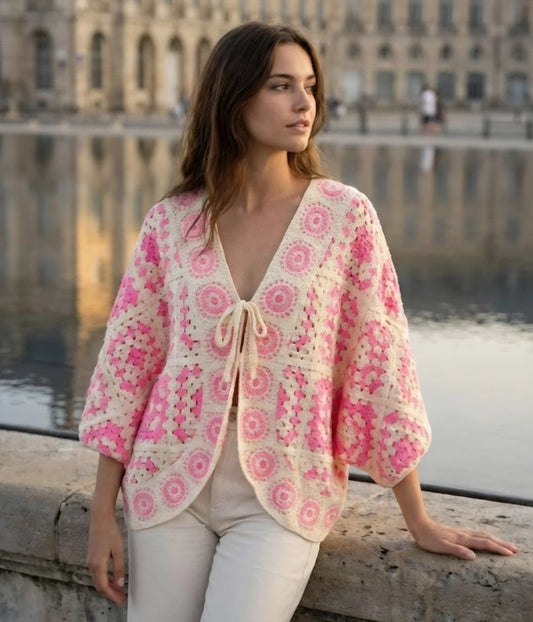 Elegant virkad kofta Rosa