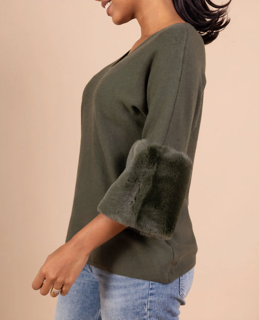 DORIAN TRÖJA MED PÄLSÄRMAR Khaki