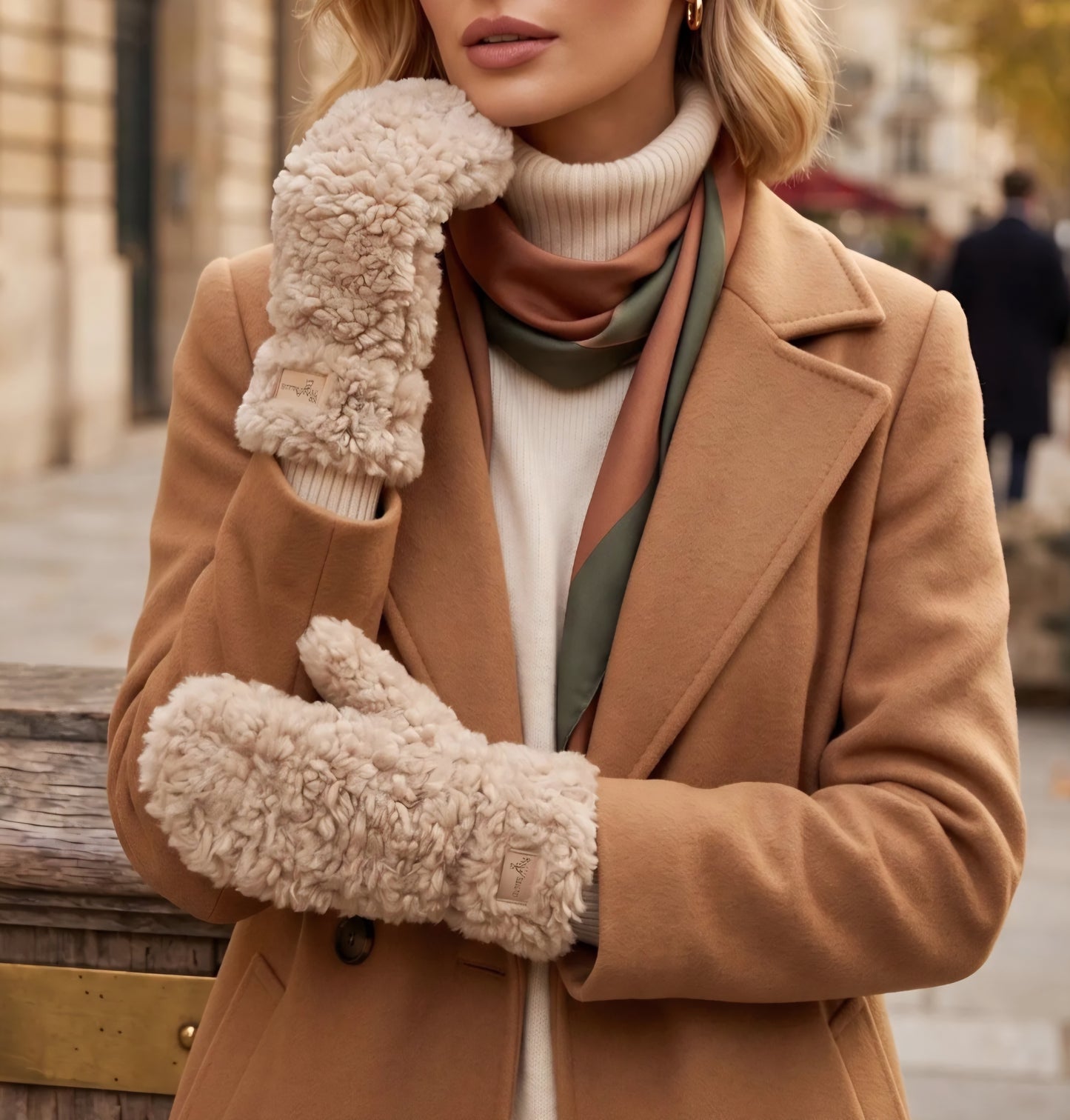 Fluff handskar beige