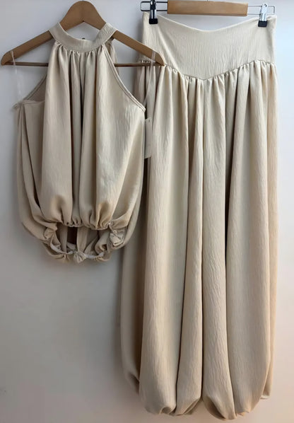 Set med topp+byxor Beige