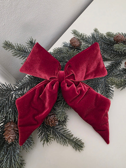 Rosett Röd sammet 15x20 cm spänne/clips