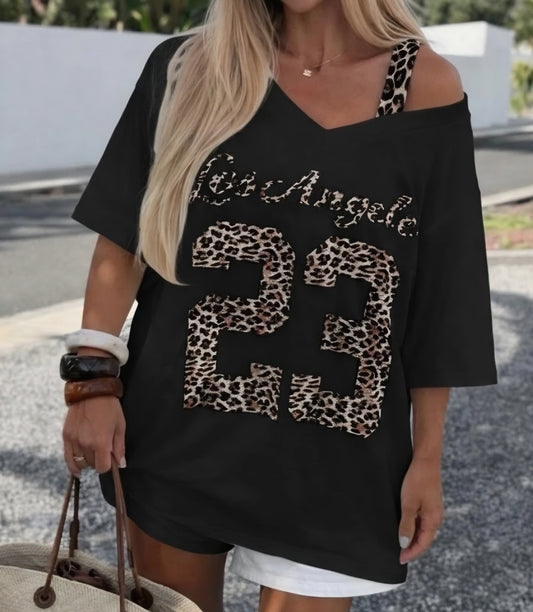 Los Angeles Leopard Oversized T-shirt Svart
