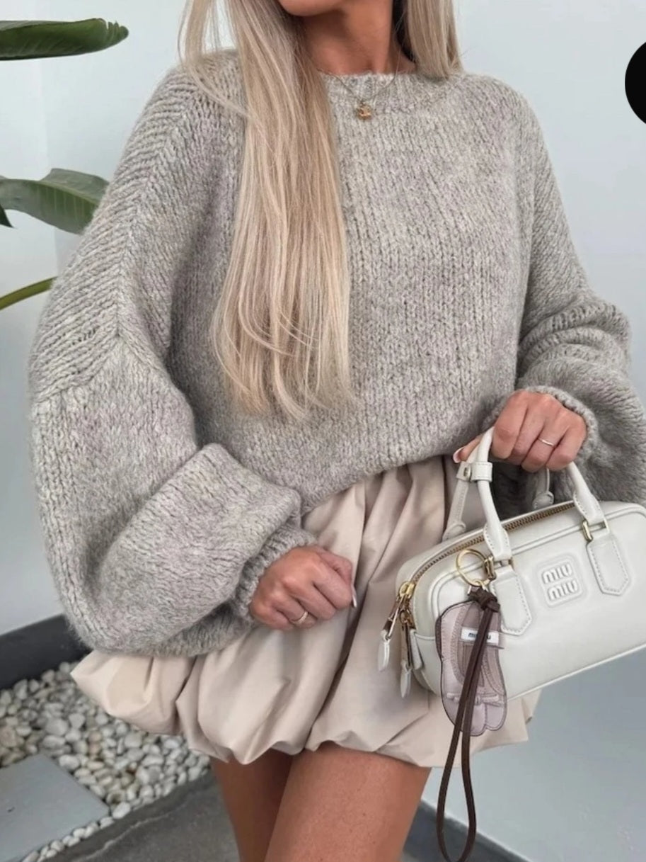 SUPERMJUK STICKAD TRÖJA Taupe