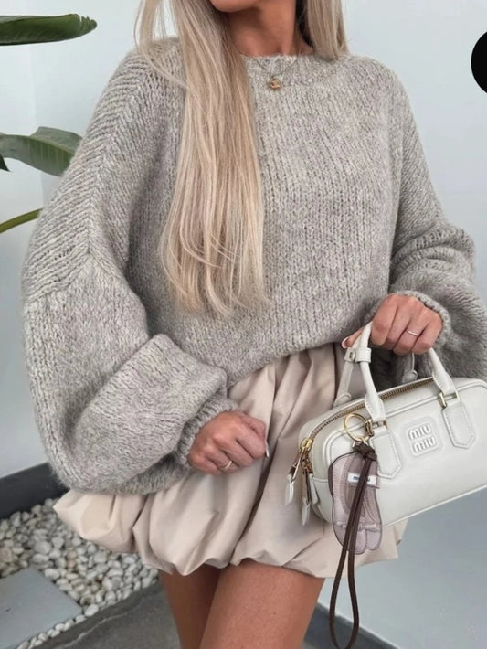 SUPERMJUK STICKAD TRÖJA Taupe
