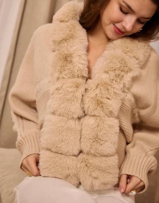 Kofta avtagbar fuskpäls Beige