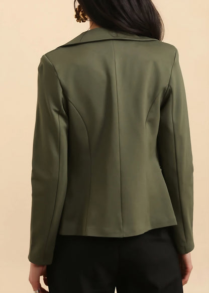 Stretchig figurnära Blazer Grön