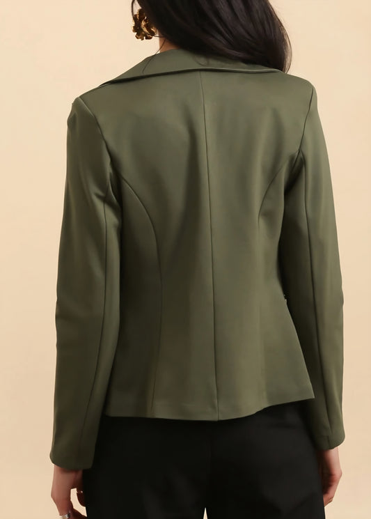 Stretchig figurnära Blazer Grön