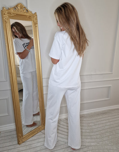Set Byxa+T-shirt Los Angeles Vit