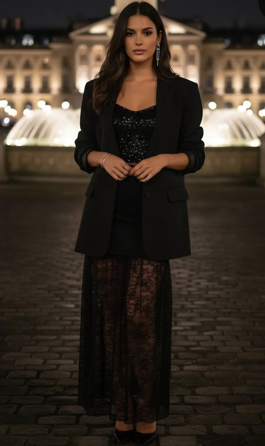 Kjol i stretchtyg med resår i midjan Svart