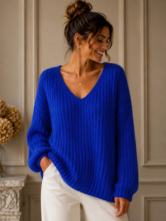 Stickad tröja Tina Royalblue