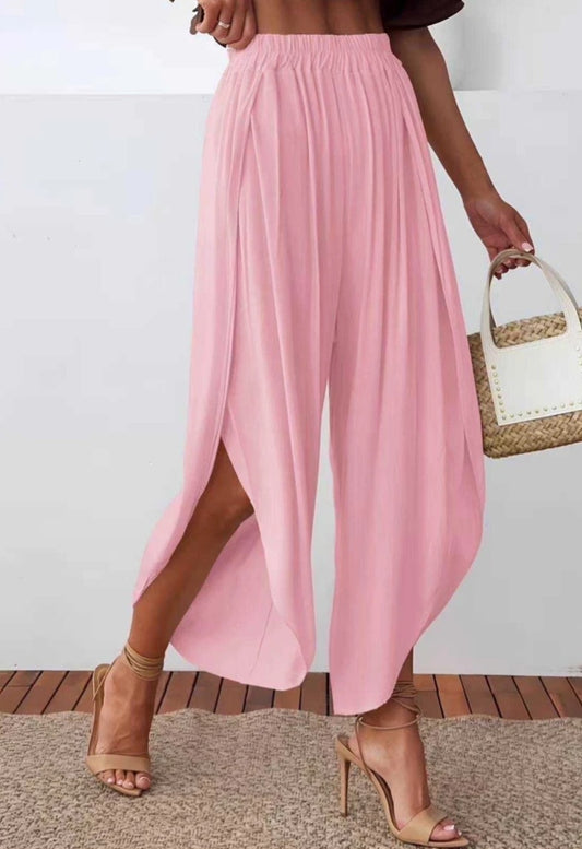 Lyocellbyxor med sidoslitsar Rosa