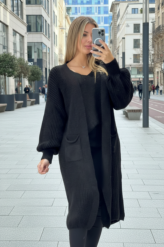 Cardigan lång Penny Svart